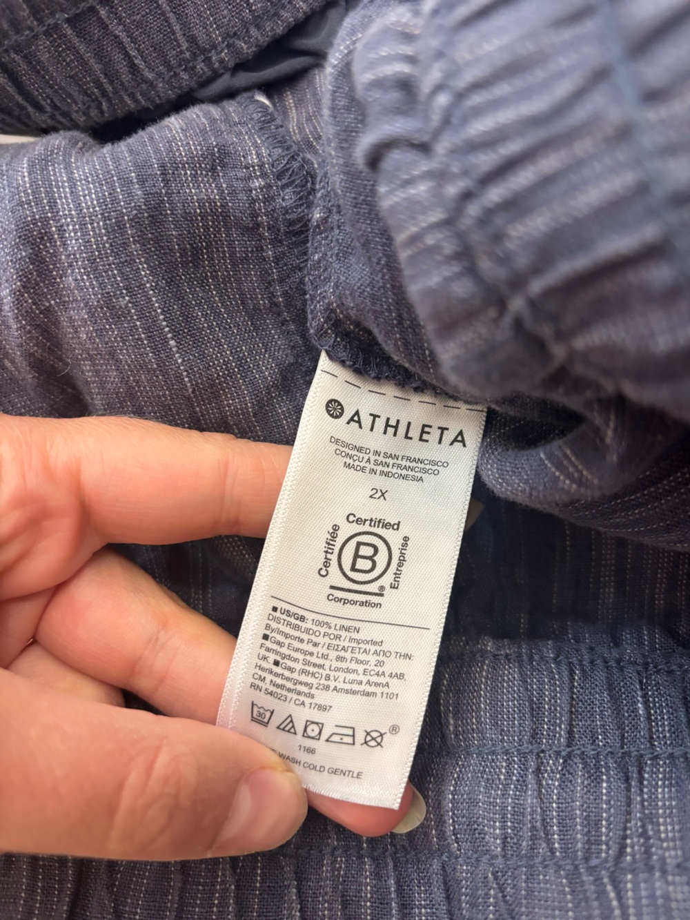 Athleta Linen Navy Cabo Pants Casual Drawstring Linen-Blend Pants size 2X XXL - Picture 3 of 5